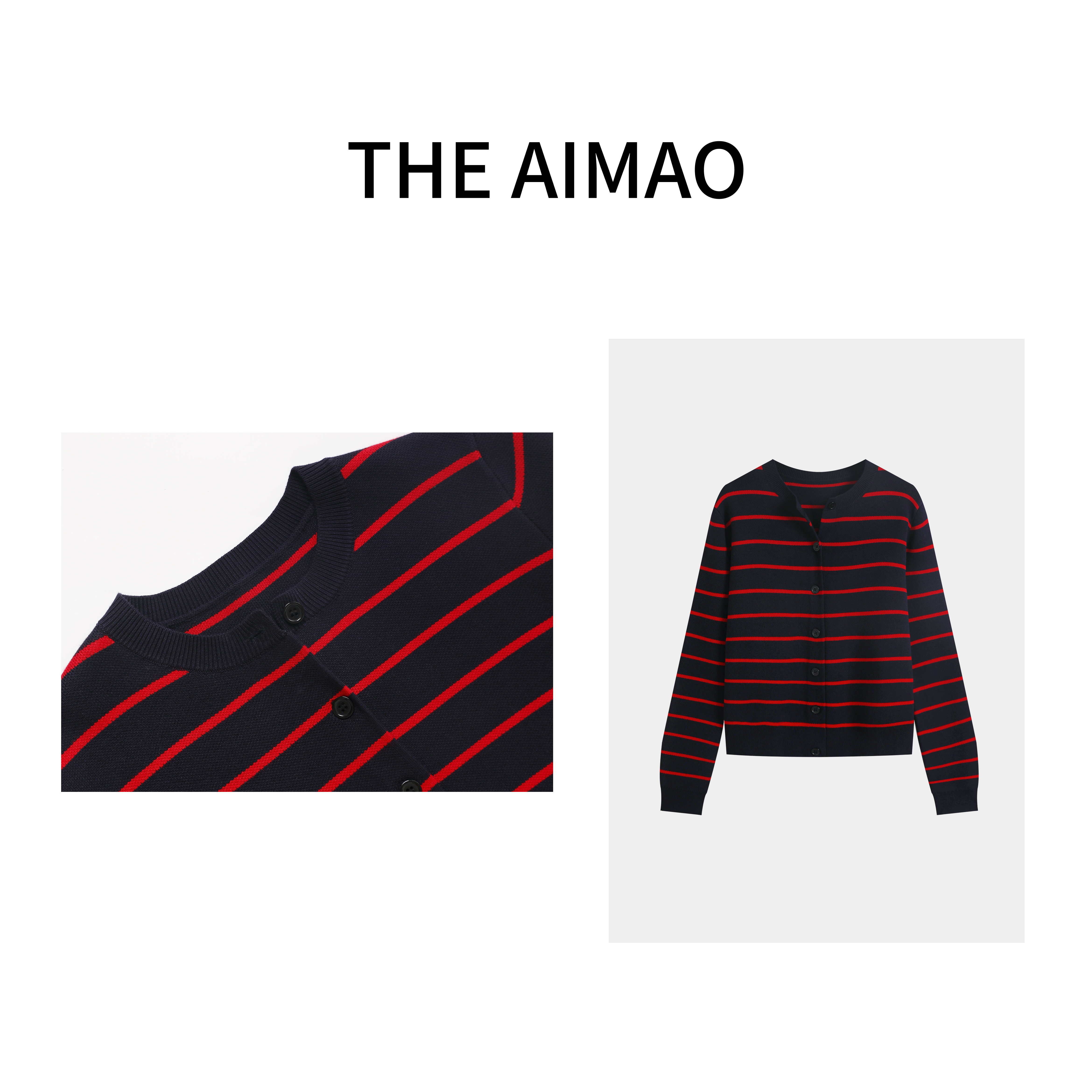 【THE AIMAO】  “miu风时髦“秋季亲肤针织圆领毛衣开衫XYX90259