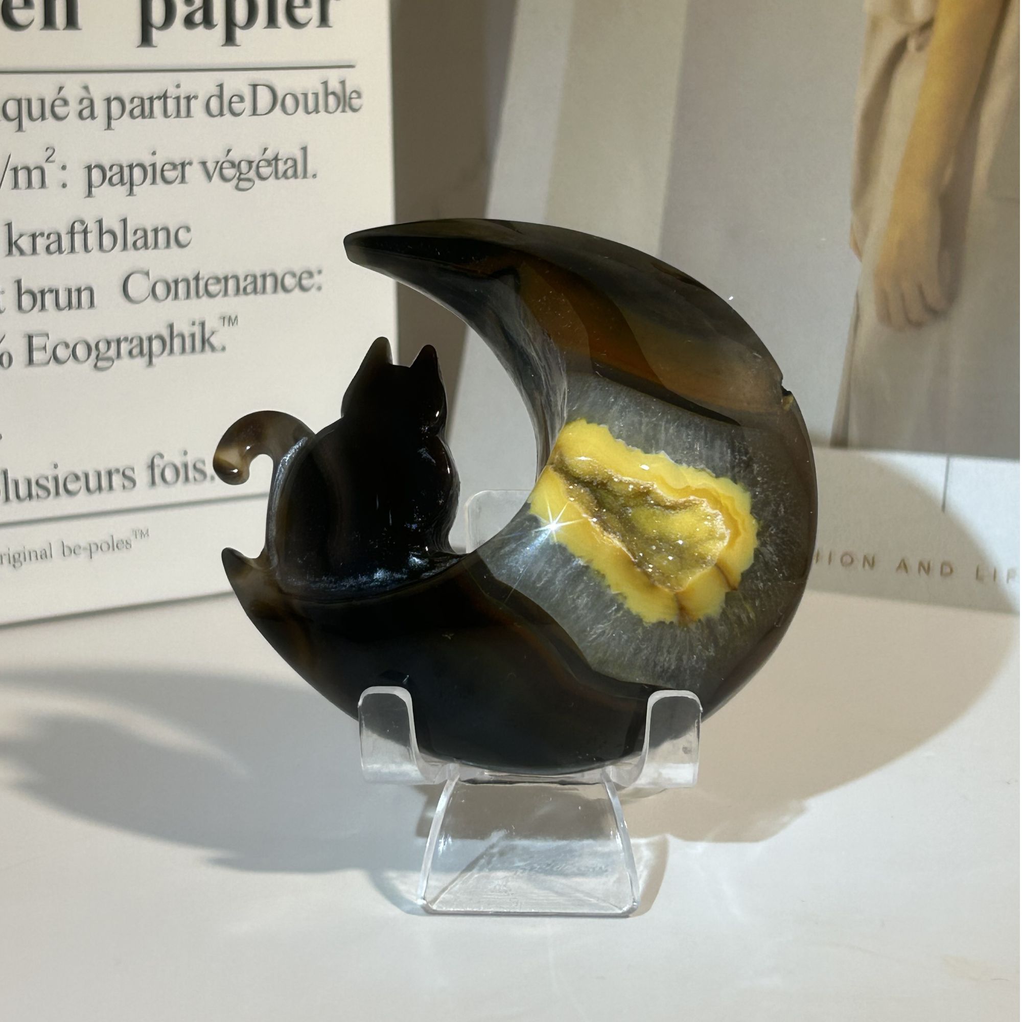 天然黄水晶玛瑙月亮猫