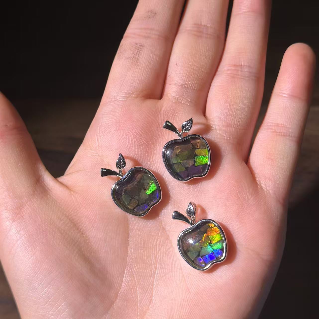 合金琉璃吊坠 SJ0619 斑彩苹果吊坠