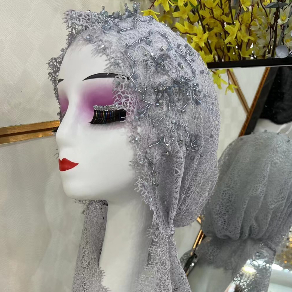 品牌回族女士高档【金丝线披肩款头巾】送打底帽