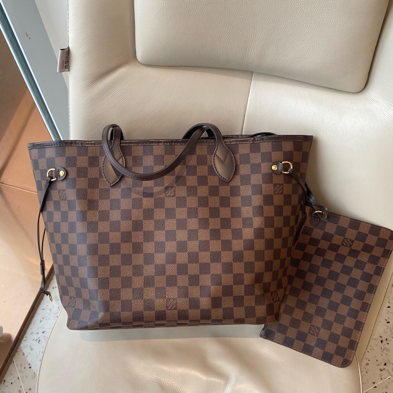 95新 LouisVuitton/路易威登 LV路易威登 NF棕色棋盘格 中号