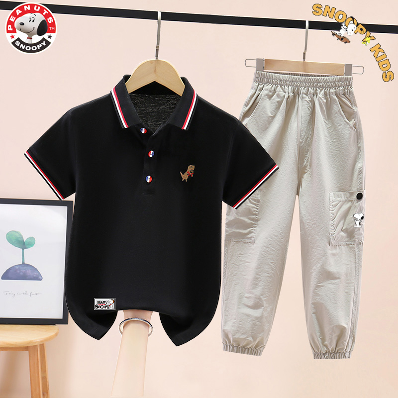 Snoopy/史努比男童套装2024新款儿童夏季短袖防蚊裤休闲两件套潮