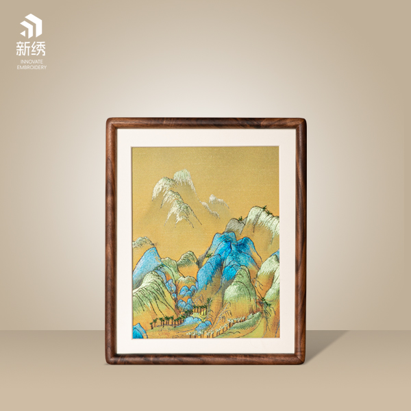 刺绣装饰画《千里江山》苏绣山水千里江山图高端客厅山水画
