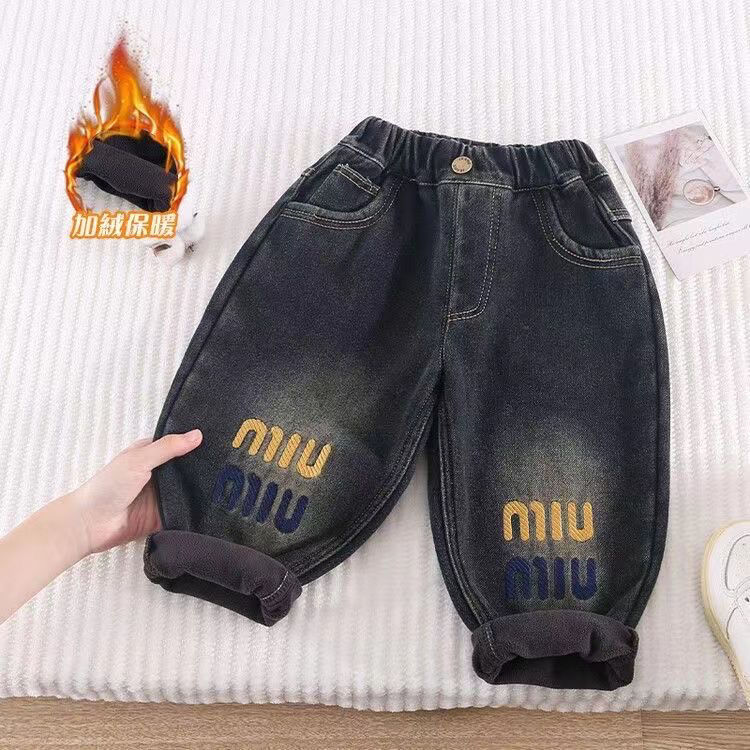 童装儿童加绒裤子秋冬装新款小儿童牛仔裤宝宝加厚洋气炸街长裤潮
