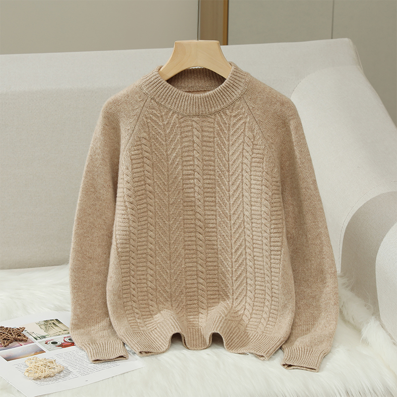 套头纯羊毛衫男童秋冬上衣半高圆领加厚针织打底衫纯色女童装毛衣