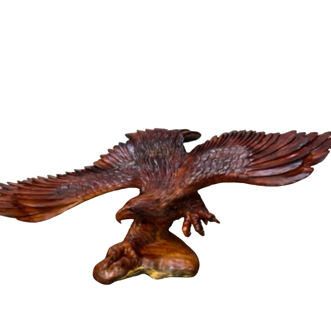 手工雕刻老鹰摆件大展宏图寓意收藏品