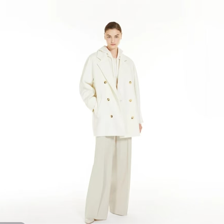 肖盛布衣山羊绒10180双面羊绒大衣时尚白色宽松秋季休闲潮流