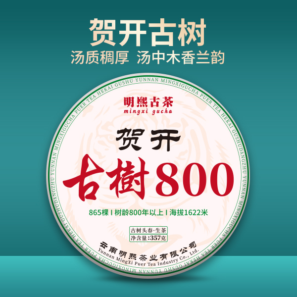 2022年头春贺开800古树普洱生茶饼 357克/片
