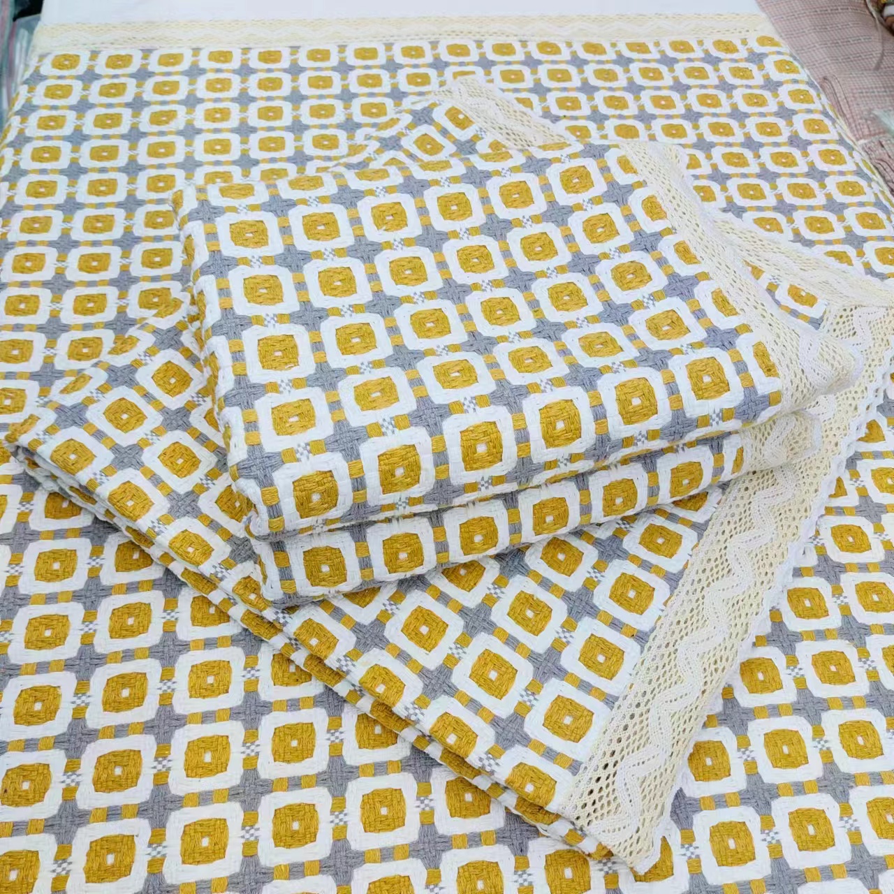 老粗布【沙发巾单条装】<雅士-橙>90X90cm<±5cm>加厚简约透气