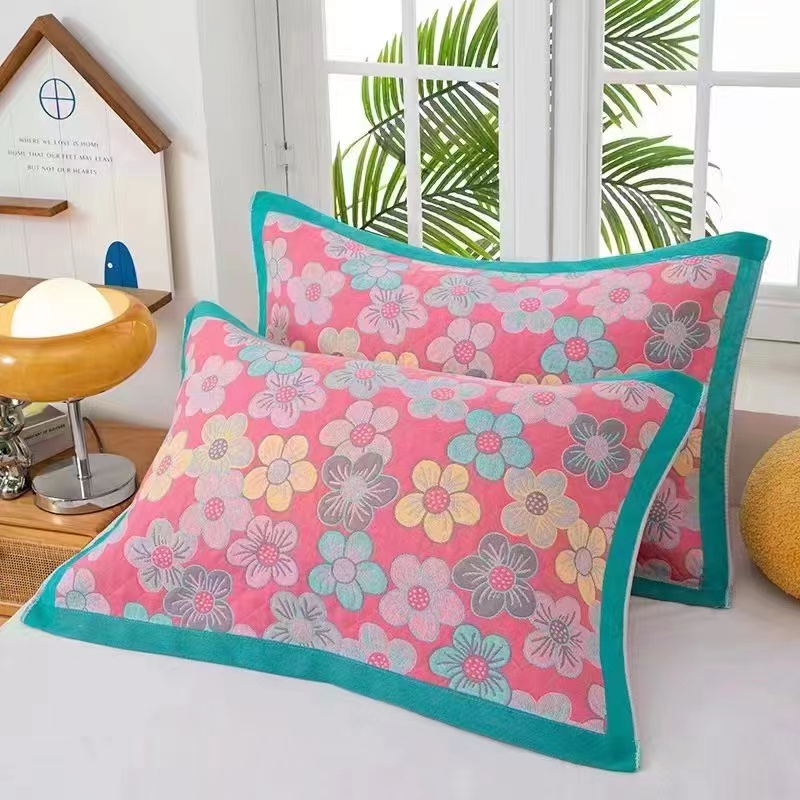 【纱布枕巾】<一对装>50X75cm<±3cm> 成人简约枕片单人枕透气柔软