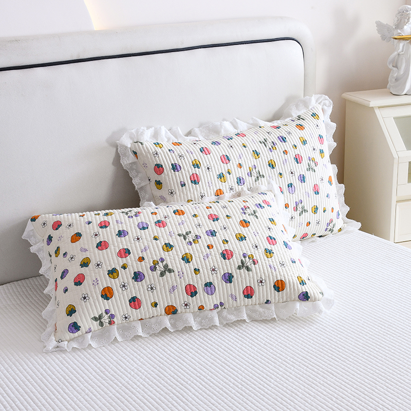 莫小柔【枕套】<一对装>45X72<±3cm>单人吸汗清新亲肤柔软绗缝花色