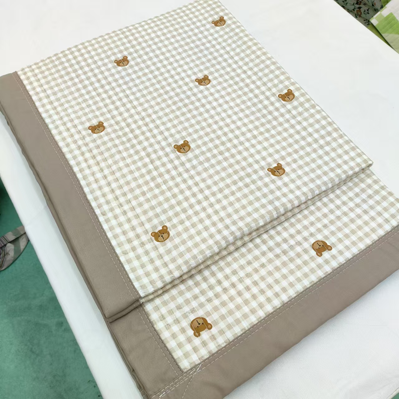 【包边床盖】<格子熊>120X220cm<±5cm>绗缝 多功能水洗透气柔软