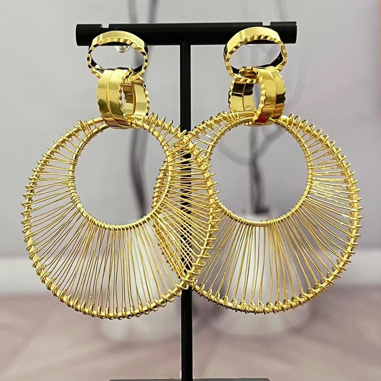 铜合金耳饰 r900复古个性夸张镂空气质设计冷淡风大圆圈耳环欧美