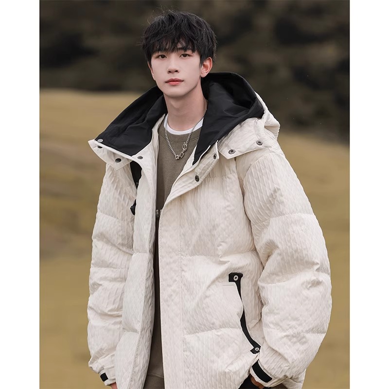 潮牌连帽工装羽绒服男冬季新款加厚保暖宽松情侣款潮牌羽绒服