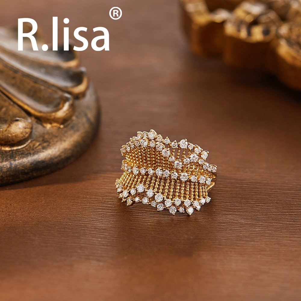 18K金蕾丝裙边款钻石戒指气质轻奢复古优雅个性时尚小众欧美