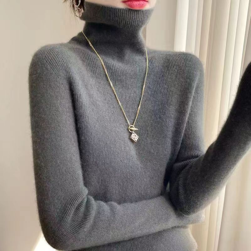 【一线成衣全无缝】堆堆毛衣女堆堆领打底衫休闲修身显瘦内搭-Y0066