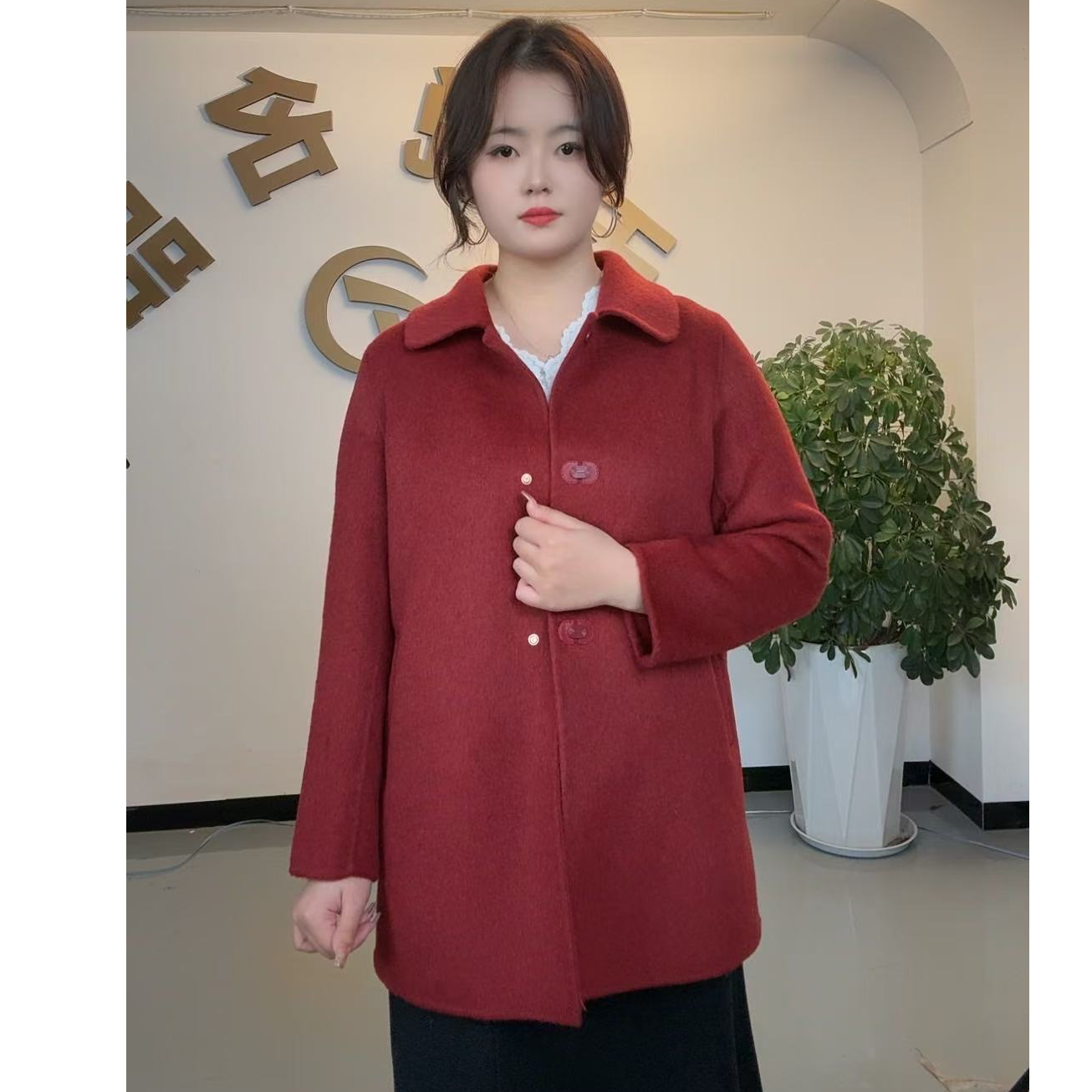 2024年新款毛呢大衣气质网红洋气时尚中长款