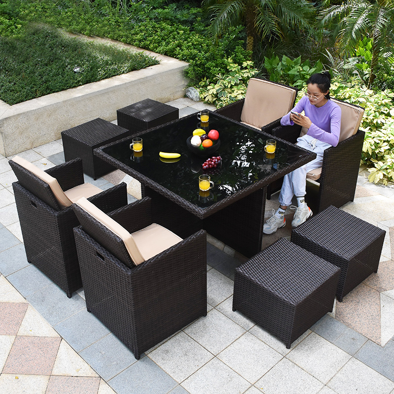 户外桌椅庭院露台休闲桌椅花园阳台藤椅子防晒防水室外藤编桌椅