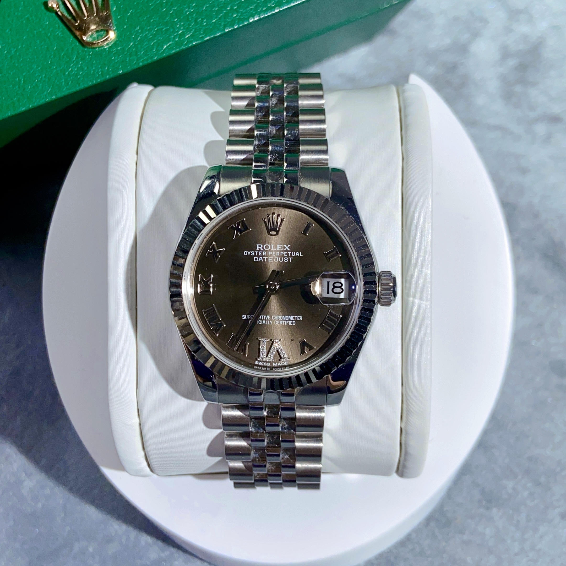 99新 Rolex/劳力士 日志系列/178274/原钻/灰罗马/全套女表/31mm