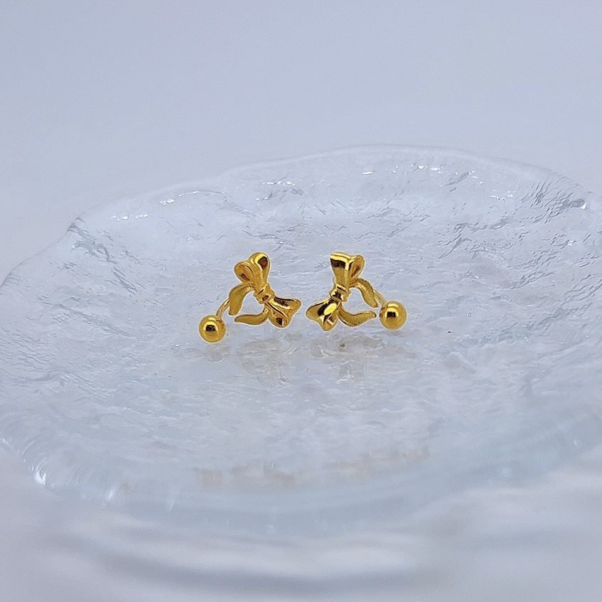 足金999 黄金U型蝴蝶结耳饰 5G 2.24 
