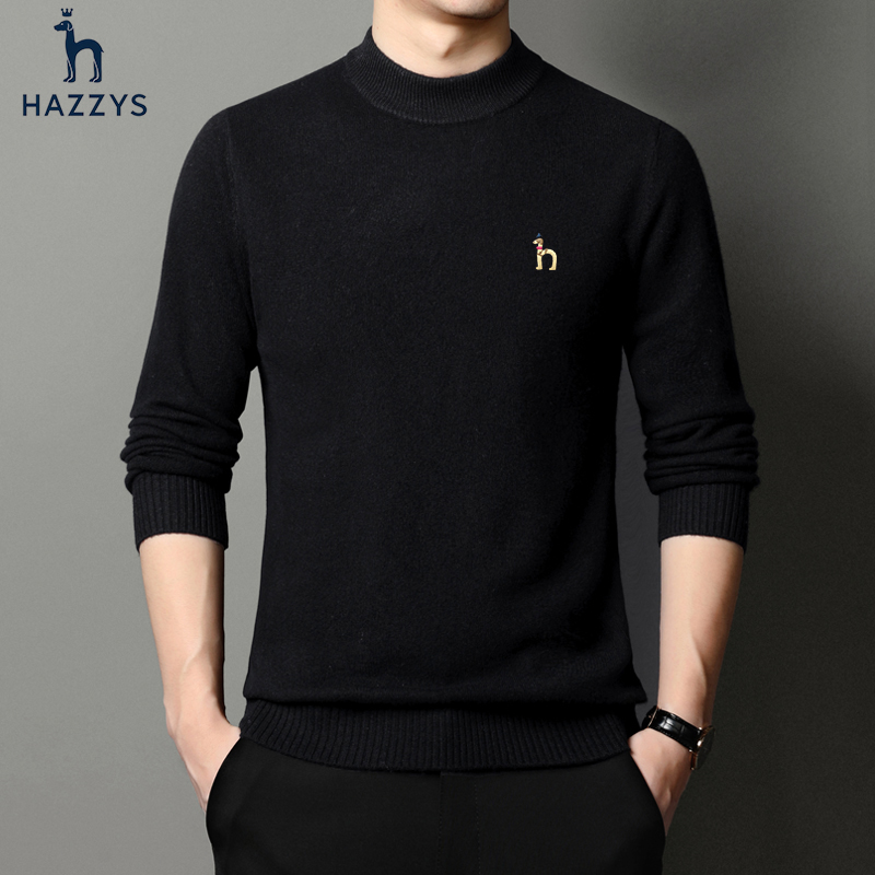 哈咭斯男士羊毛衫加厚半高领时尚休闲百搭针织衫毛衣冬季高档打底