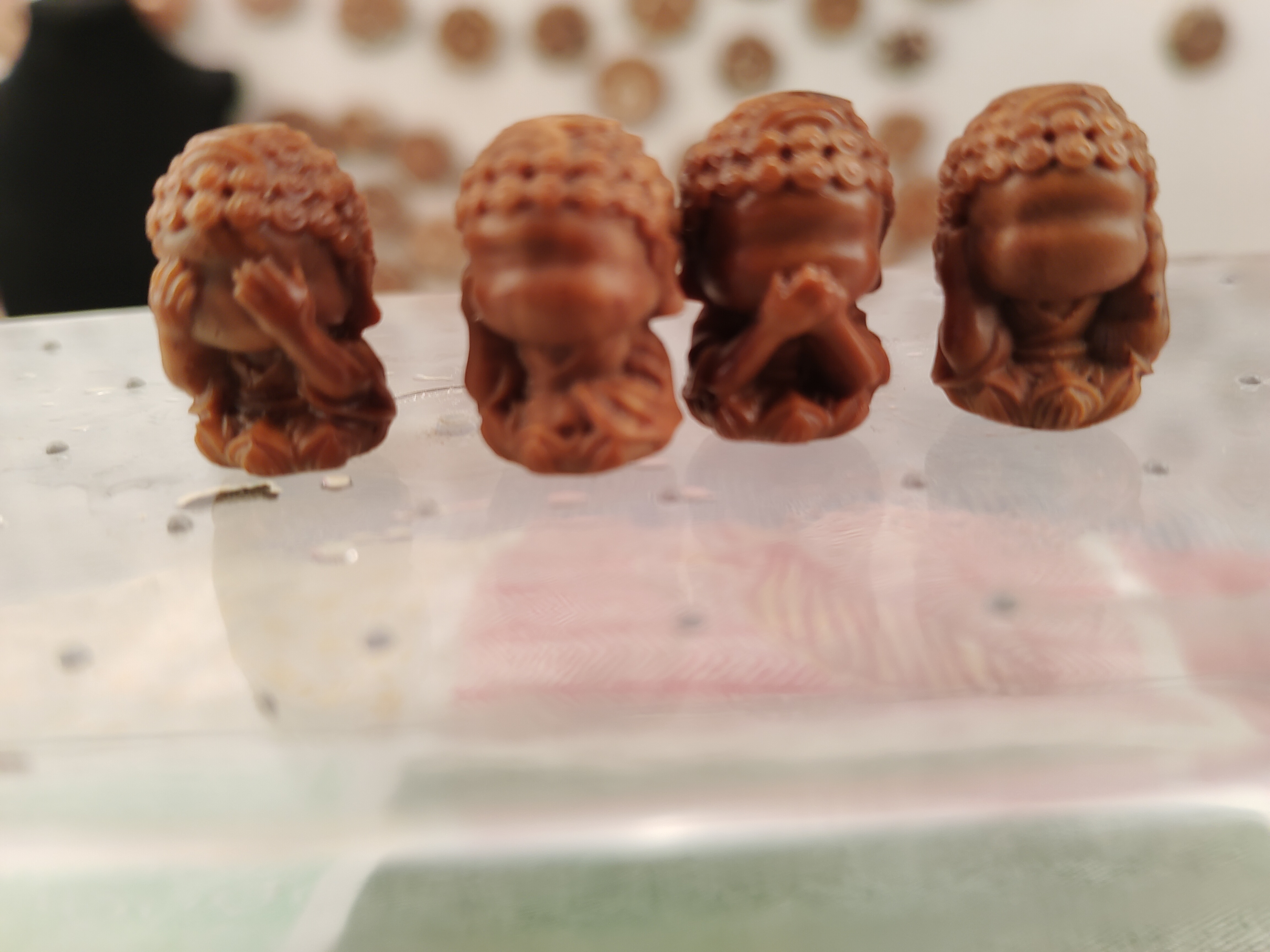 库克雕刻四不佛21*14mm四颗一套不看不说不听不想佛珠念珠流行饰