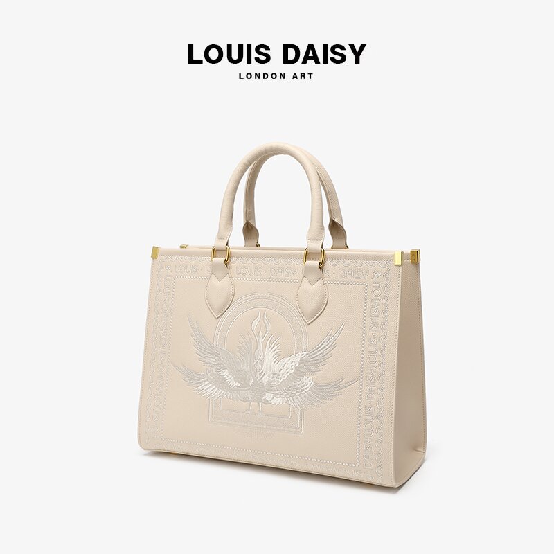 LOUIS·DAISY新款时尚百搭气质单肩刺绣大容量手提托特包女士6840_鞋靴