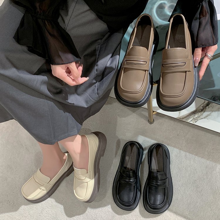 小众风！2023秋季新款 一脚蹬粗跟乐福女单鞋
