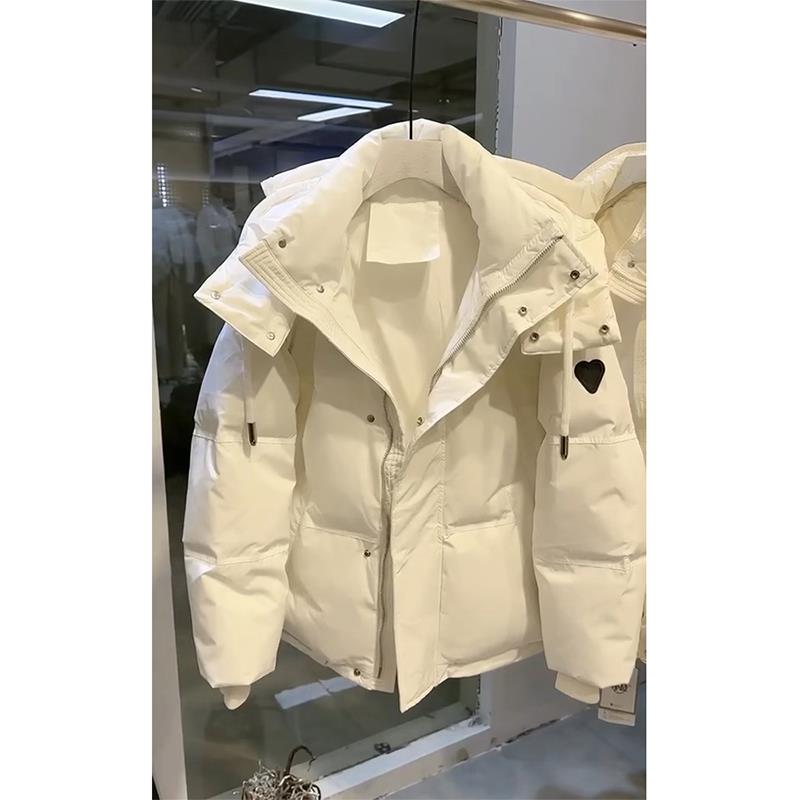 雅鹿2023年新款韩系加厚外套高级感超好看面包服白色羽绒棉服女款