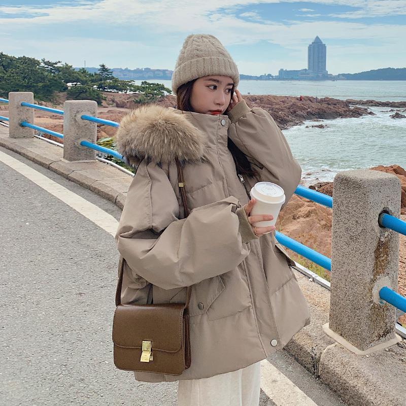 雅鹿冬季2023新款初中学生加厚棉袄女微胖MM羽绒棉衣棉服大毛领面