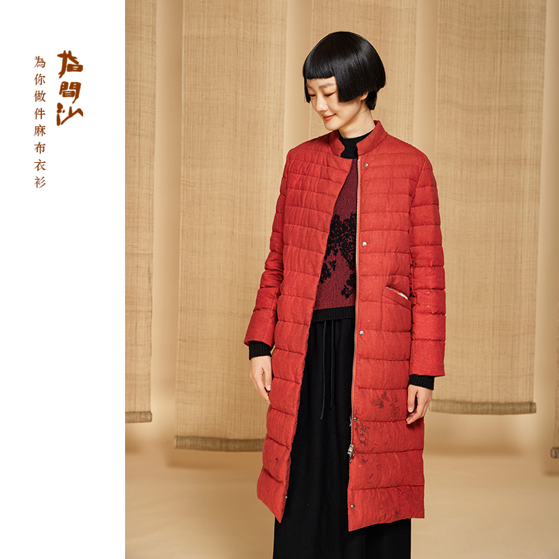 指间沙2441137女装24冬立领中式羽绒长外套保暖羽绒服