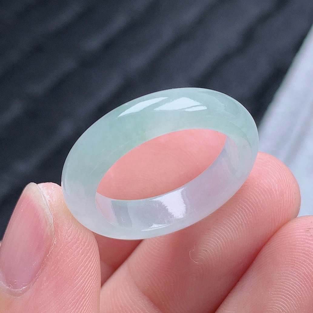天然翡翠A货老坑种水润起胶戒指指环20-21号圈口内径19.3mm#2S