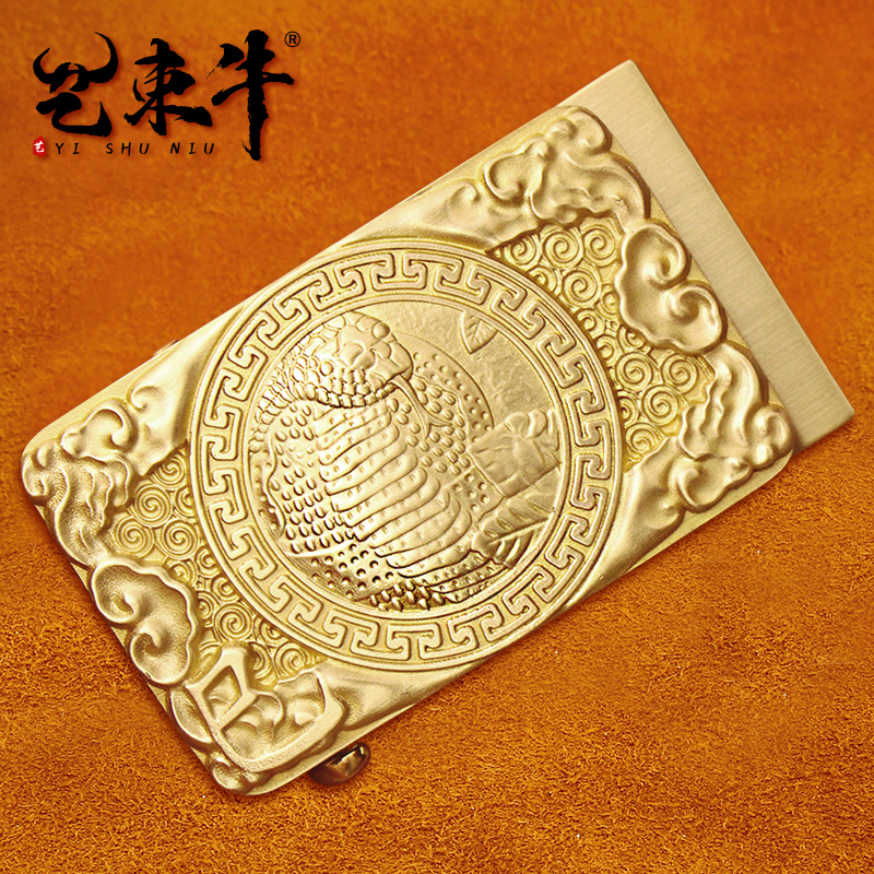 【黄铜生肖蛇】3.5 皮带头黄铜自动扣头高档铜扣卡槽扣腰带卡子配