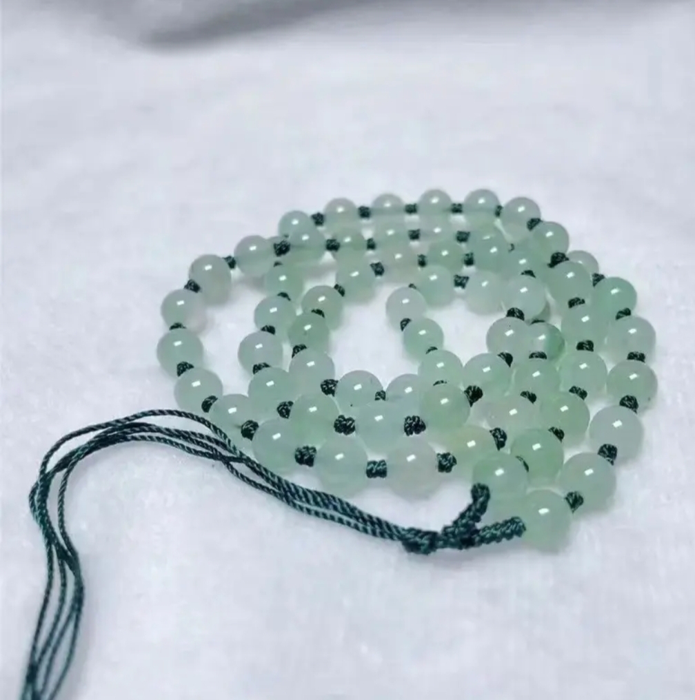 正品新疆天然东陵玉手工编织卡6mm珠链吊坠链子（多样性发货）