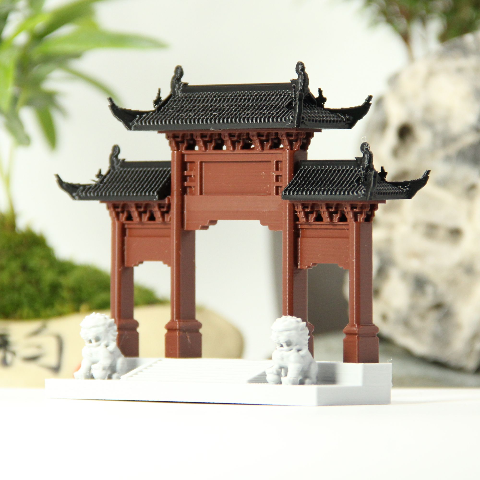 微景观造景门楼牌坊摆件氛围古风建筑假山大号生态水陆缸制作规格