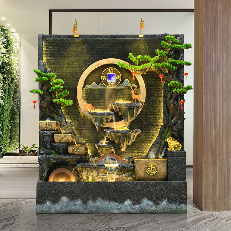 假山流水喷泉摆件循环水幕墙玄关屏风客厅办公室装饰开业招财送礼