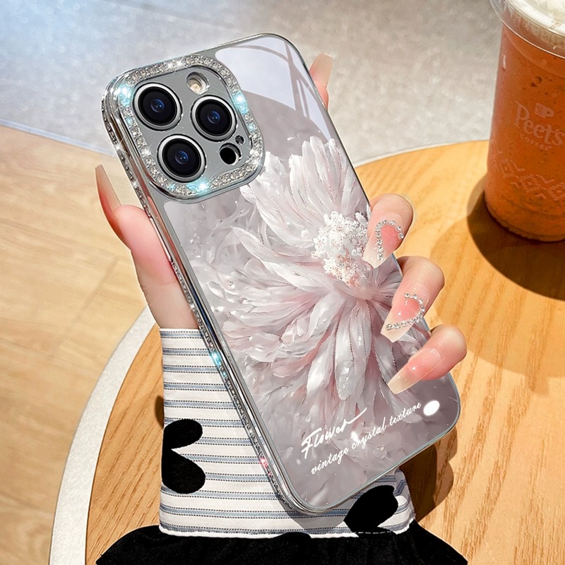 ins风花朵适用苹果14手机壳新款简约iPhone15promax保护套女款个