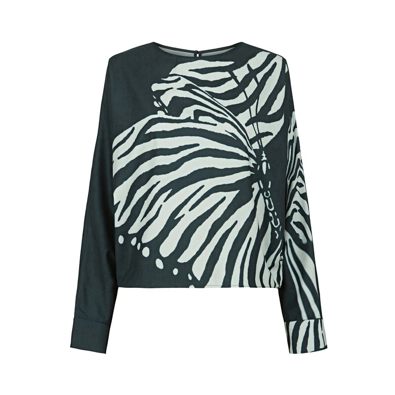 S·DEER圣迪奥春季长袖时尚休闲宽松印花圆领百搭衬衫S24180512