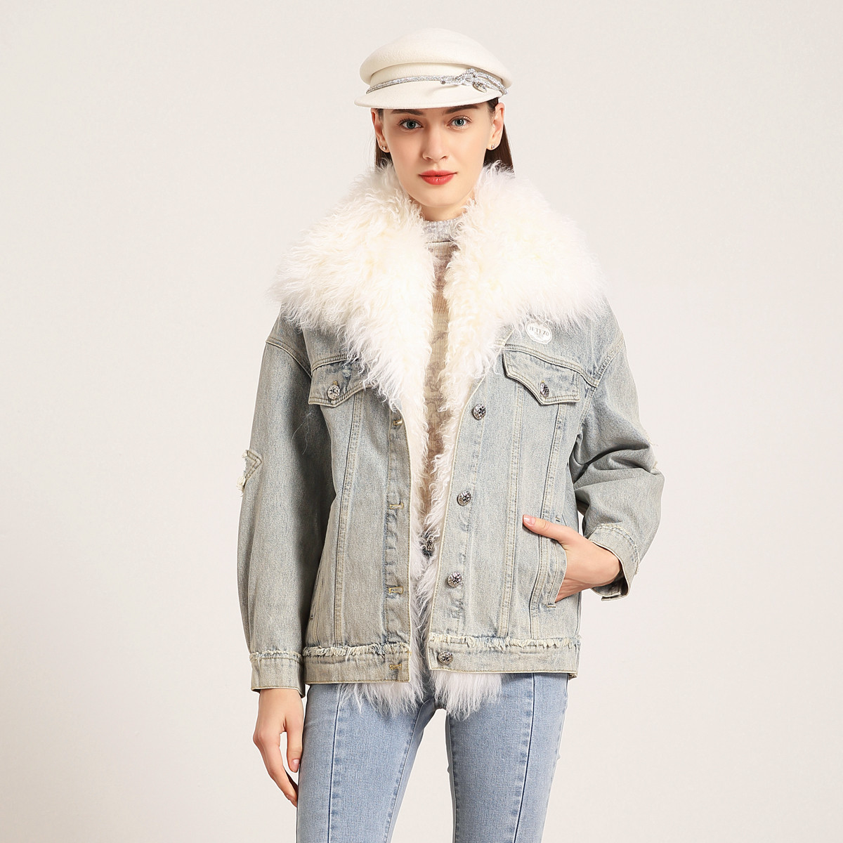 JETEZO/裘堤婼毛绒内件两件套秋冬高级感小众设计外套BA1HC308D1