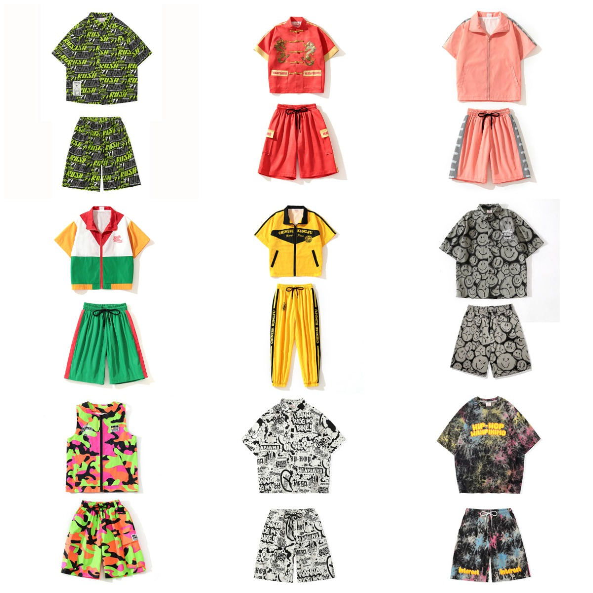 夏季短款套装原创潮牌街舞演出服合集