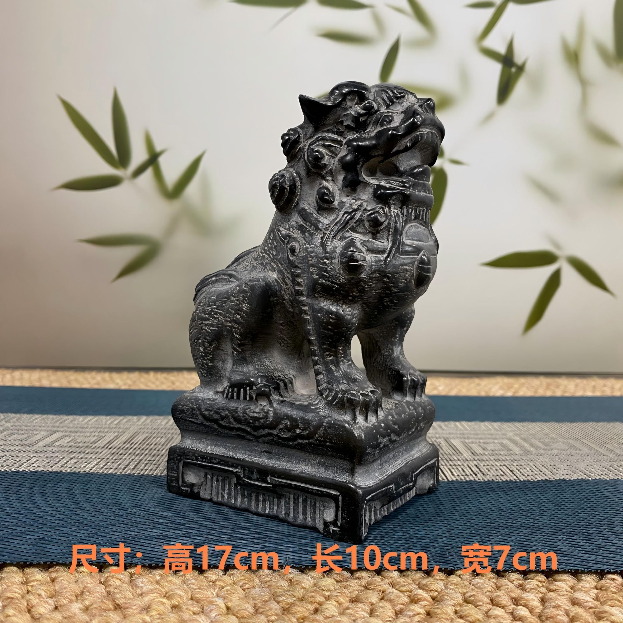 山西精美青石石雕狮子中式麒麟桌面摆件工艺品（小中堂案头狮）