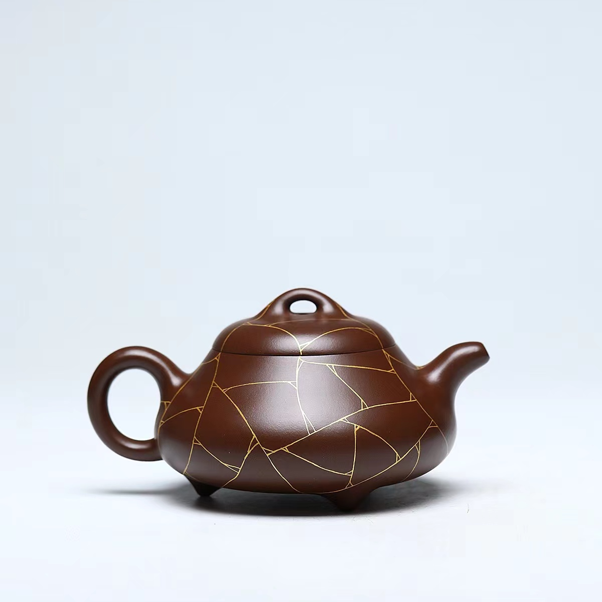 宜兴原矿《汉棠石瓢》冰裂纹 家藏紫泥紫砂茶壶