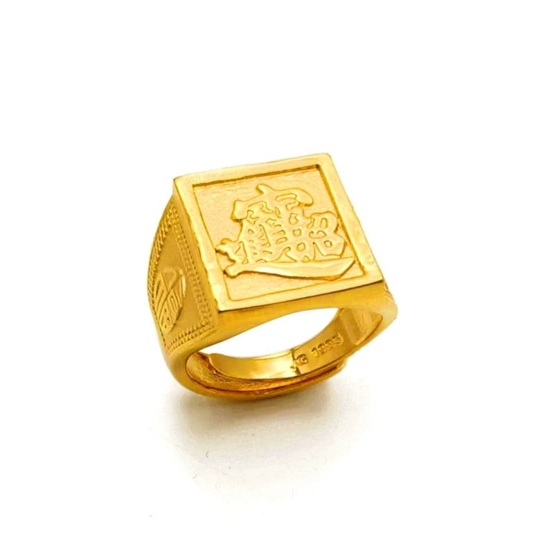 合金戒指 开口 精工招财进宝戒 简约时尚