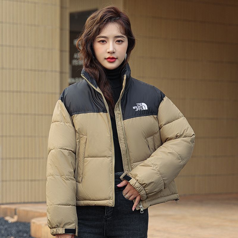 波司澄秋冬新款羽绒羽绒棉服女短款立领棉衣时尚撞色学生面包服加
