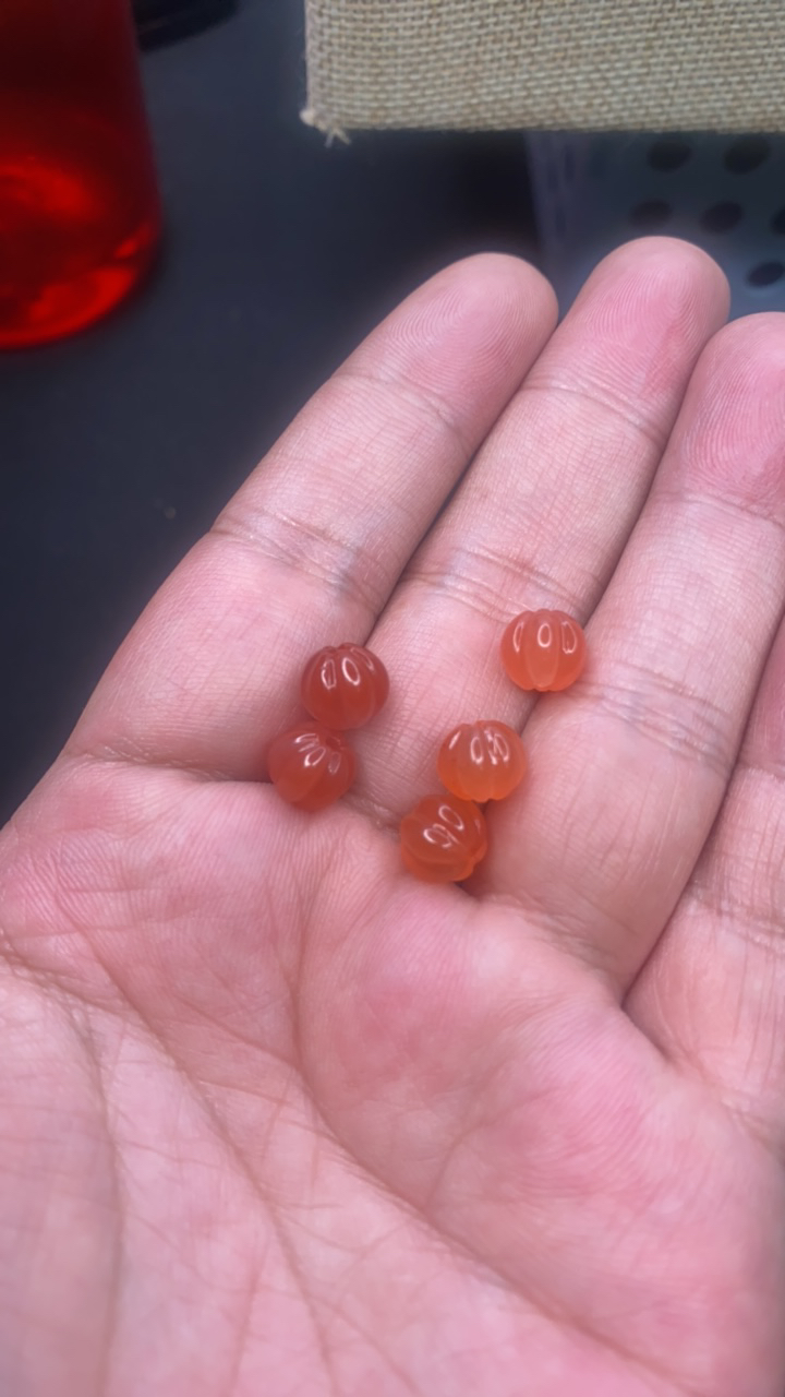 0658保山原矿南红瓜珠7mm-5颗一组