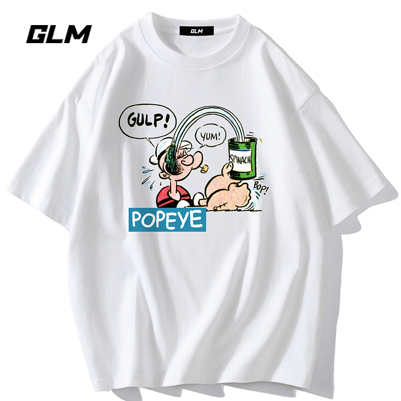 【大力水手联名】集团品牌GLM夏季纯棉半袖T恤大码男士体恤衫衣服男