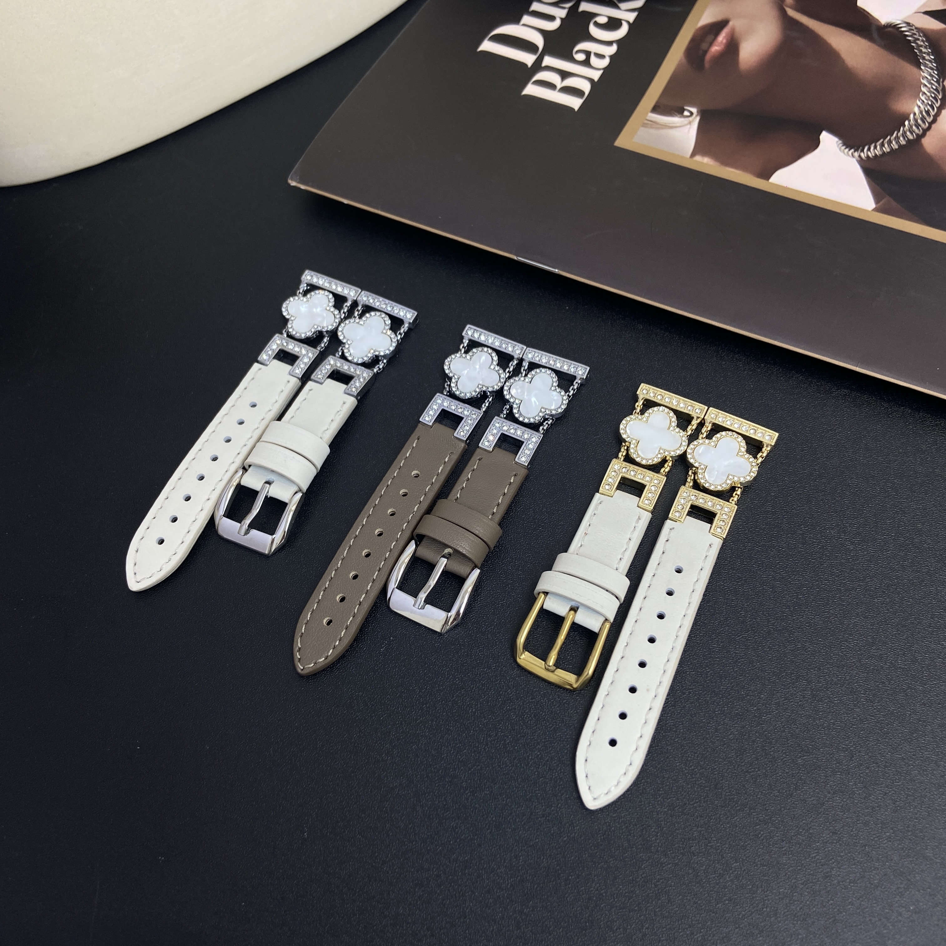 适用于GT6 GT5轻奢小众四叶草皮带gt4智能手表替换表带