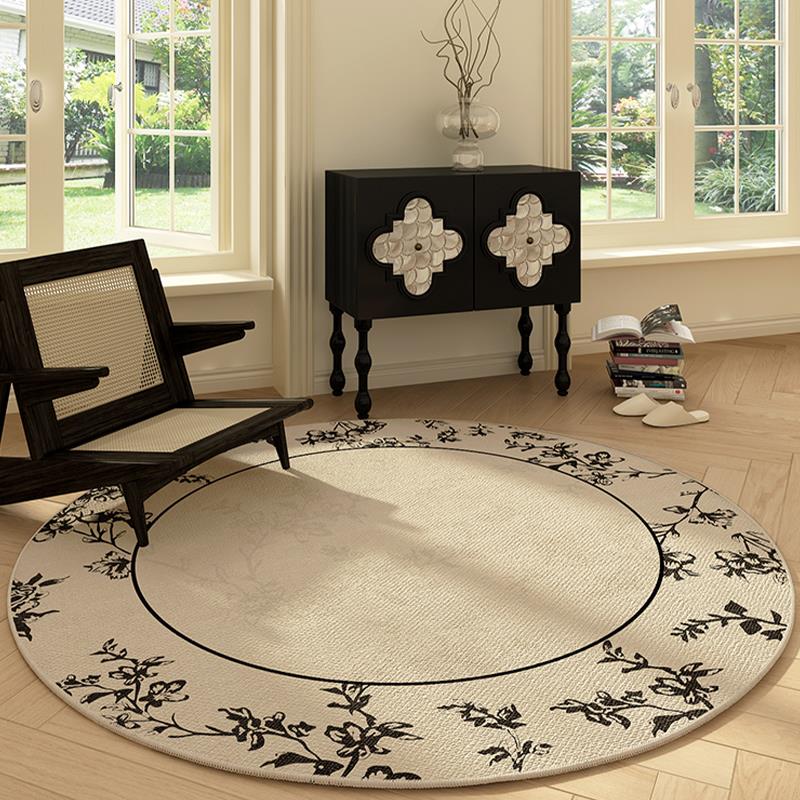 衣帽间地垫客厅全身镜地毯法式高级感沙发茶几脚垫圆形复古梳妆台