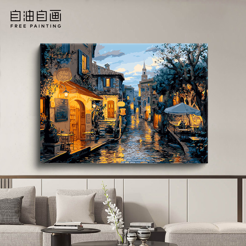 高端手工油画数字油画零基础画画风景油画厚涂数字油画填色油画