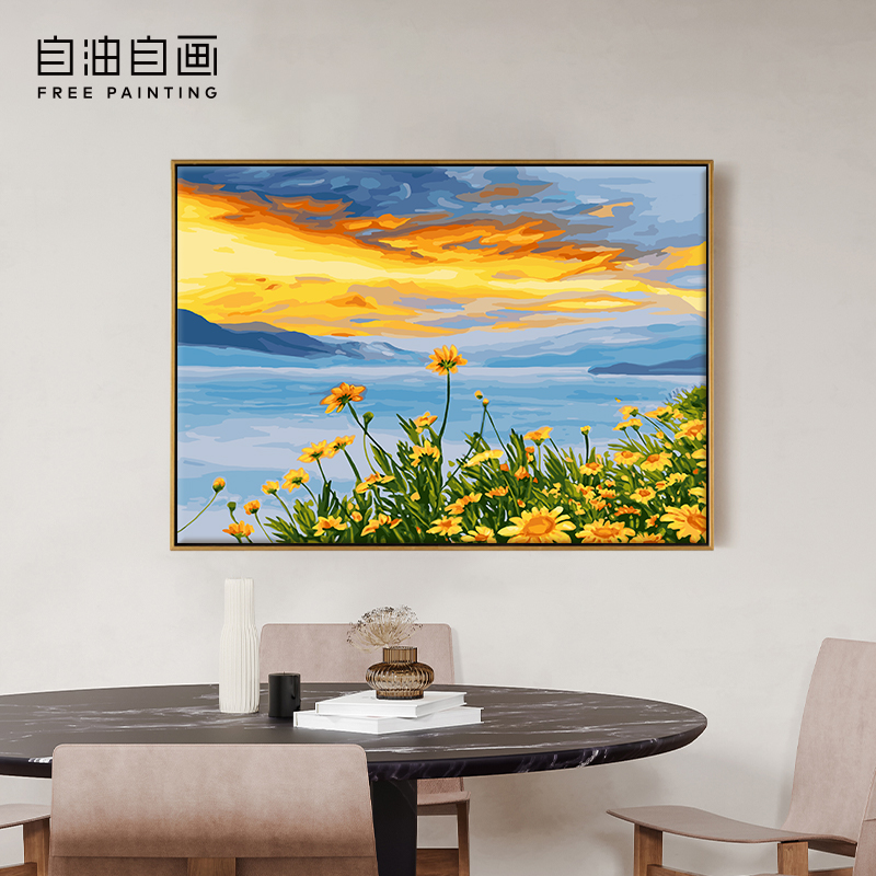 沙发背景装饰画数字油画手绘白色礼品手工白色油画品质油彩画挂画